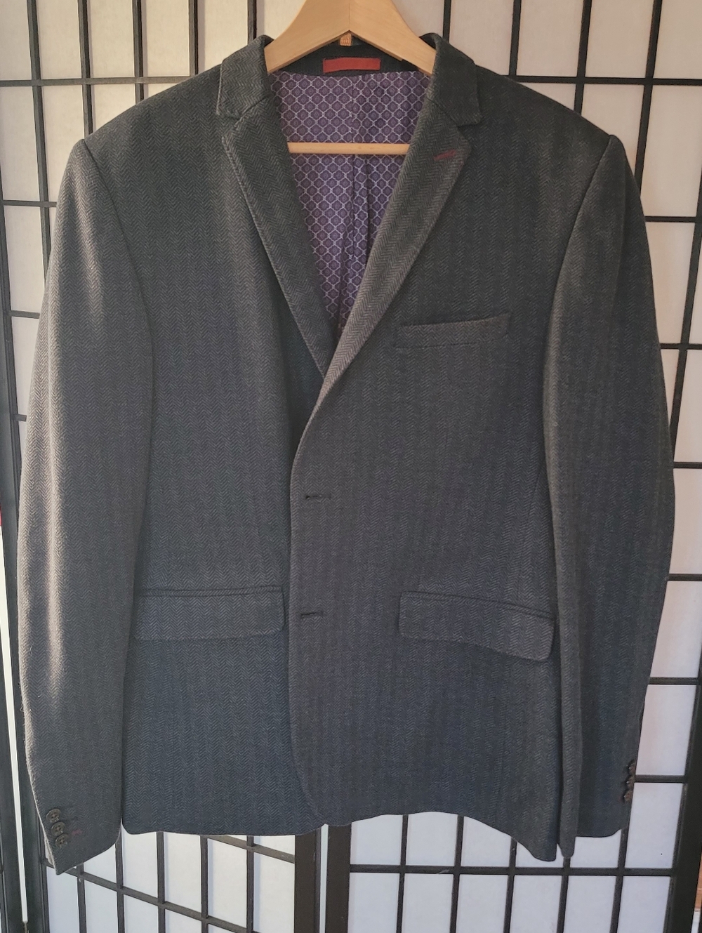 Ted Baker Dark Gray Herringbone Sport Coat